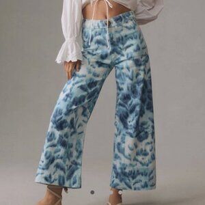 NWT Anthropologie The Ettie High-Rise Crop Wide-Leg Jeans by Maeve Printed 24